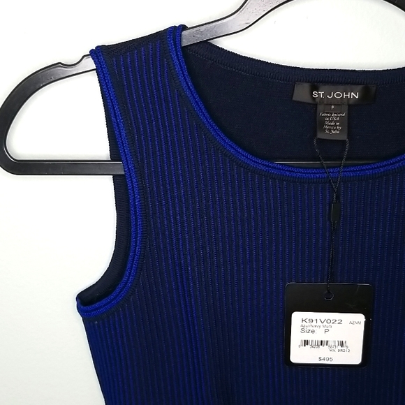 St John Sleeveless Multi Print Navy Top - Picture 2 of 11